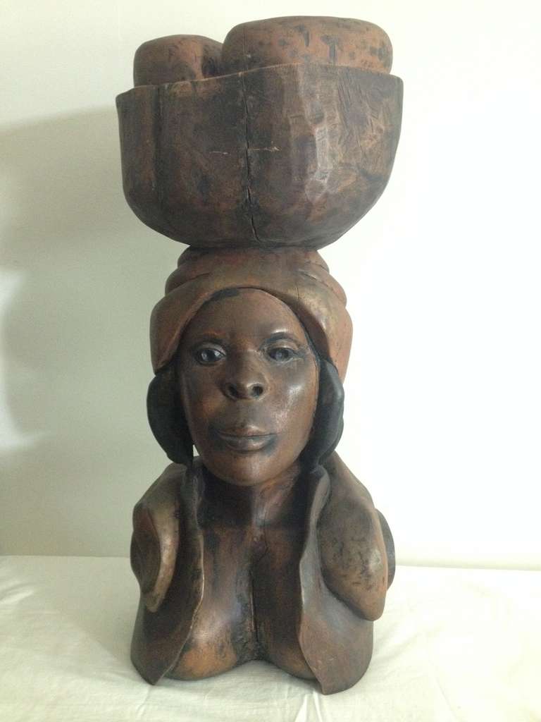 Tribal Extra Large Haitian Carved Wooden Figures For Sale