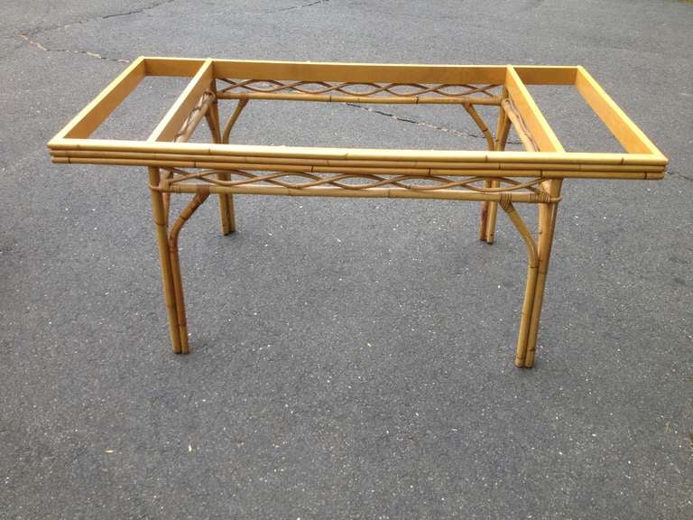 American 1940's Rattan Bamboo Table and 6 chairs