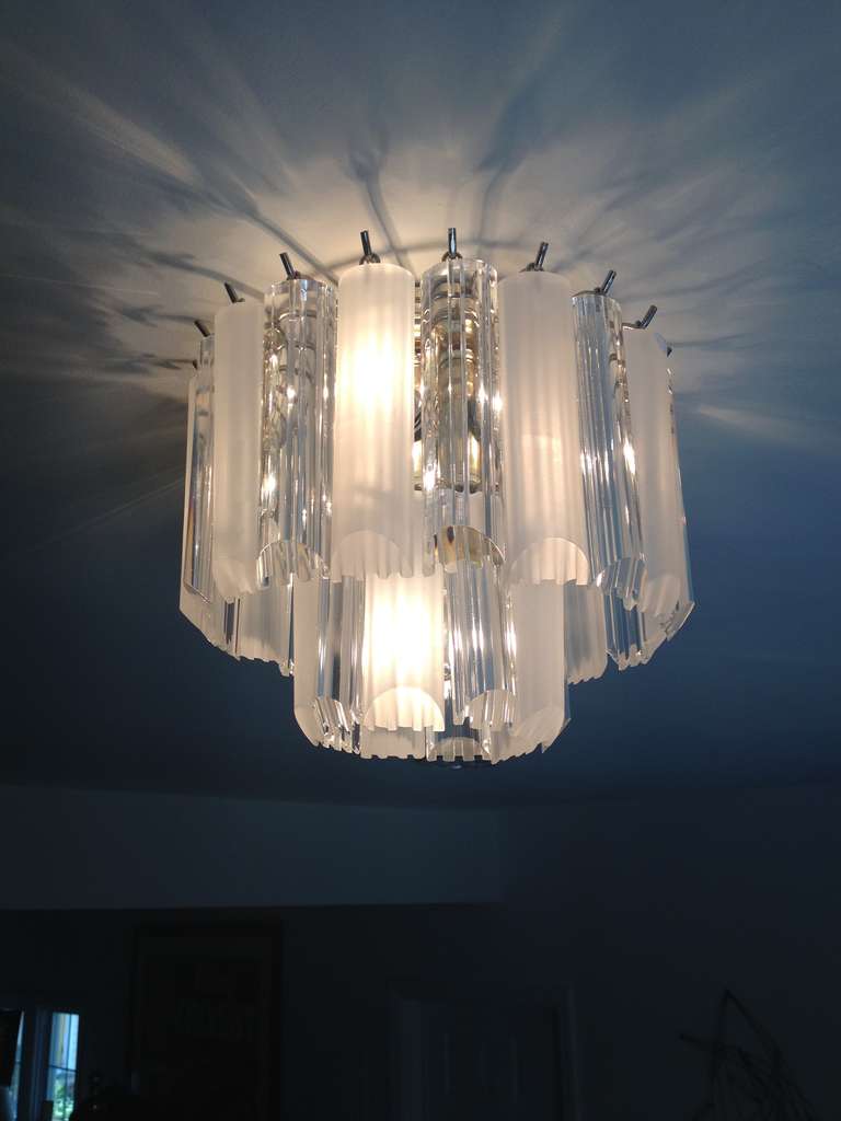 Mid-Century Modern 1960's Lucite Two Tiered Ceiling Chandelier