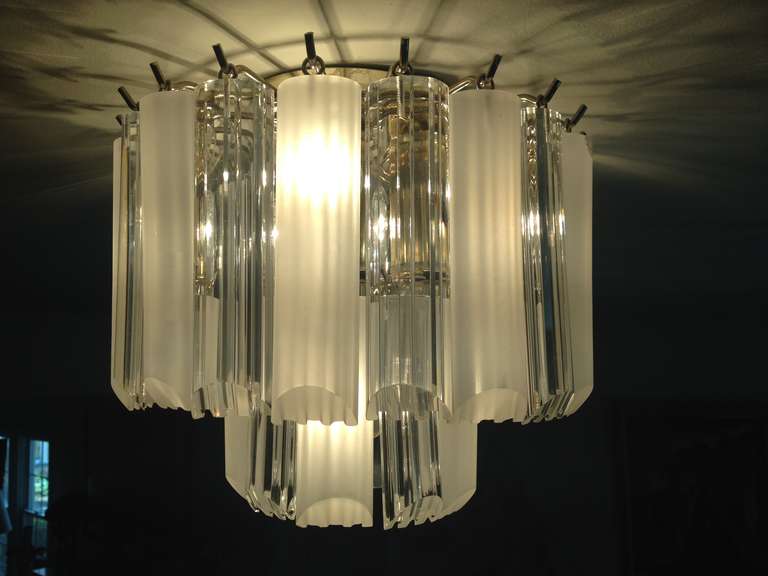 American 1960's Lucite Two Tiered Ceiling Chandelier