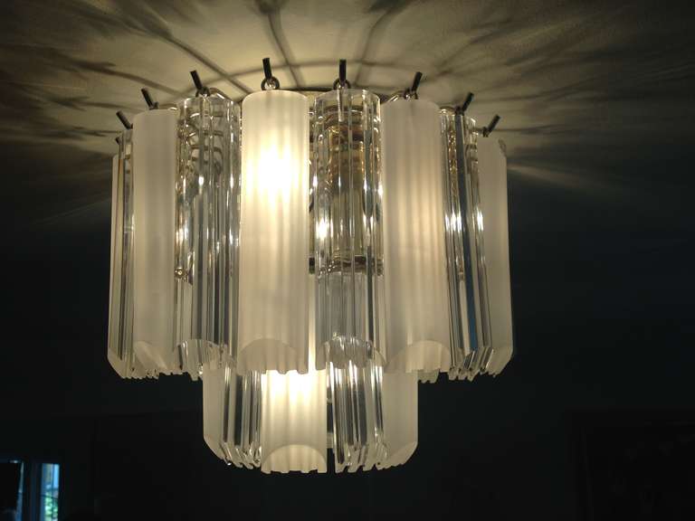 1960's Lucite Two Tiered Ceiling Chandelier In Excellent Condition In Westport, CT