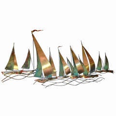 Curtis Jere Sailboat Wall Sculpture 1971 12