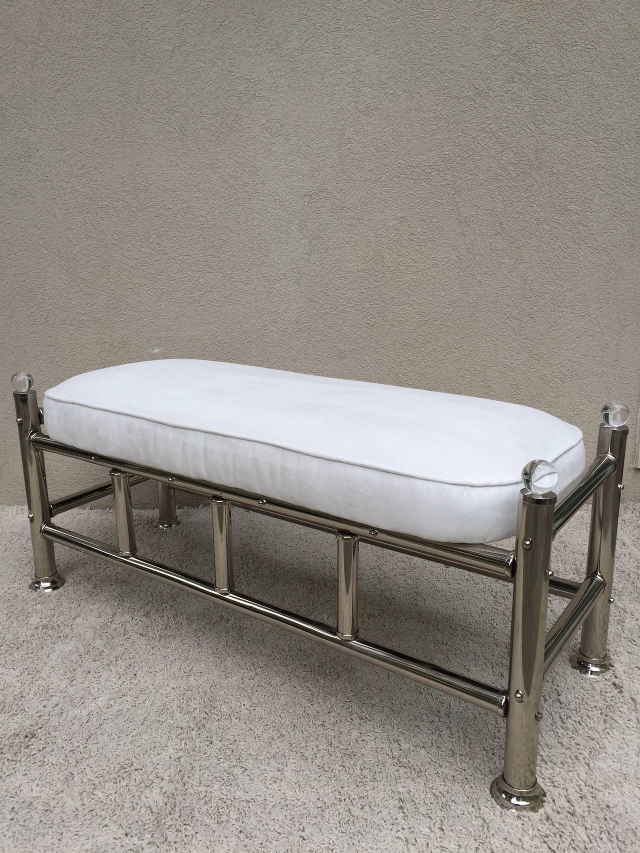 American Polished Chrome Lucite Bench