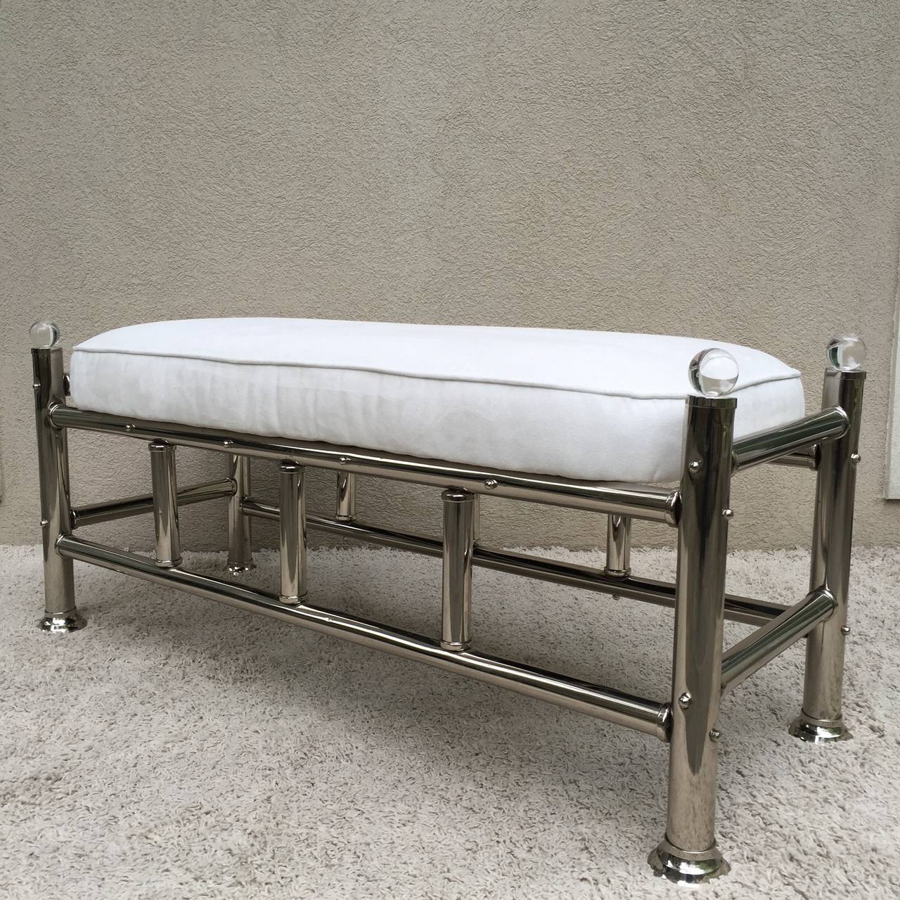 Mid-Century Modern Polished Chrome Lucite Bench