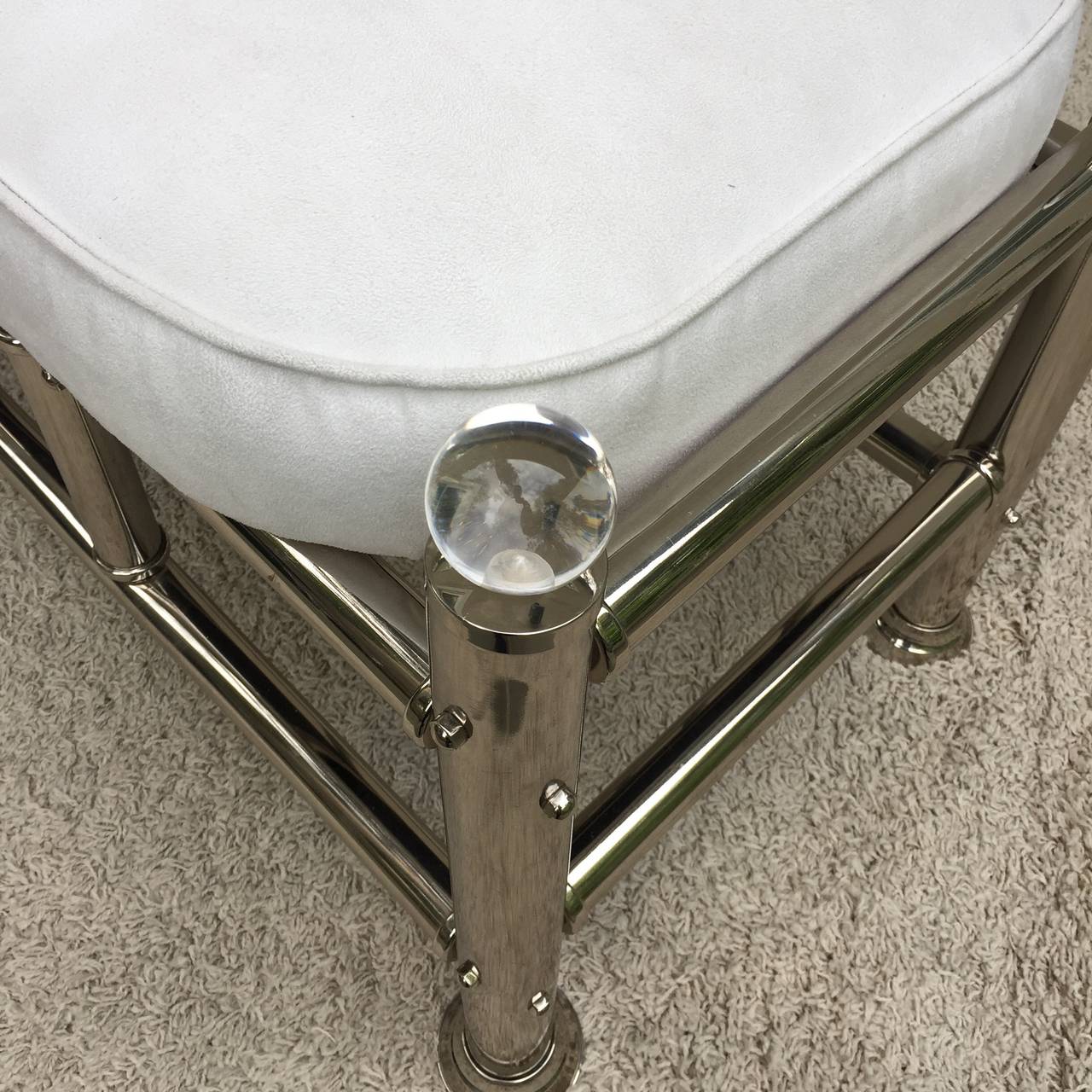 Polished Chrome Lucite Bench In Excellent Condition In Westport, CT