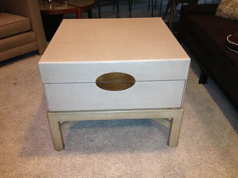 Pair Linen Lacquer Marge Carson End Tables at 1stDibs