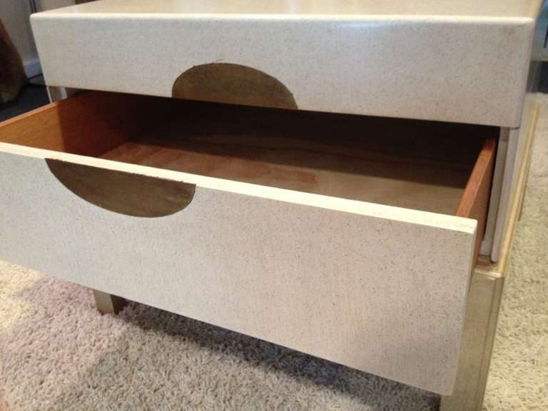 Pair Linen Lacquer Marge Carson End Tables at 1stDibs
