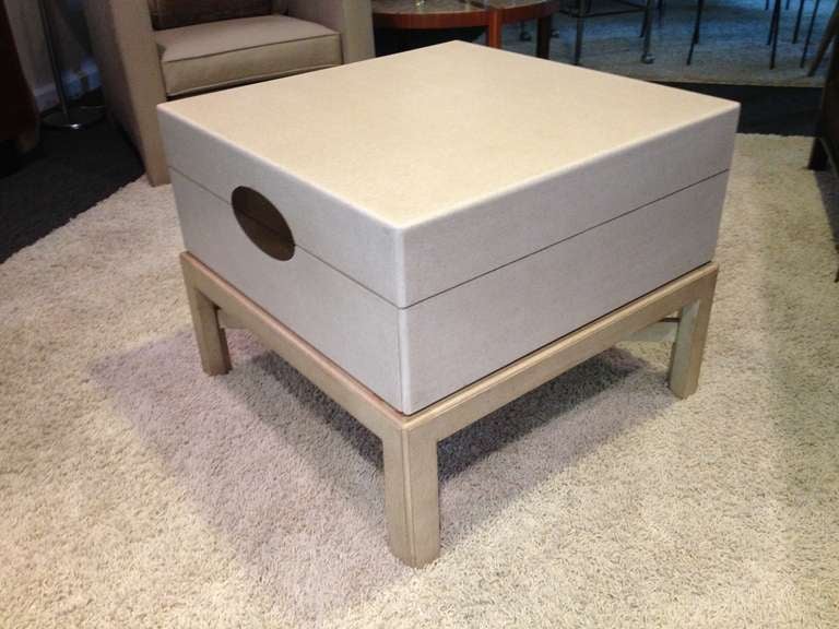 Pair Linen Lacquer Marge Carson End Tables at 1stDibs