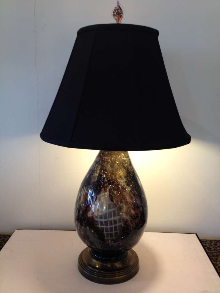 Laiton Lampe d'art française Le Verre Français à base lumineuse en verre en vente