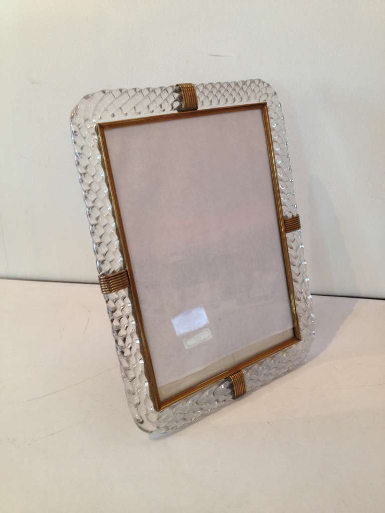 Venini Glass Twisted Glass Picture Frame In Excellent Condition In Westport, CT