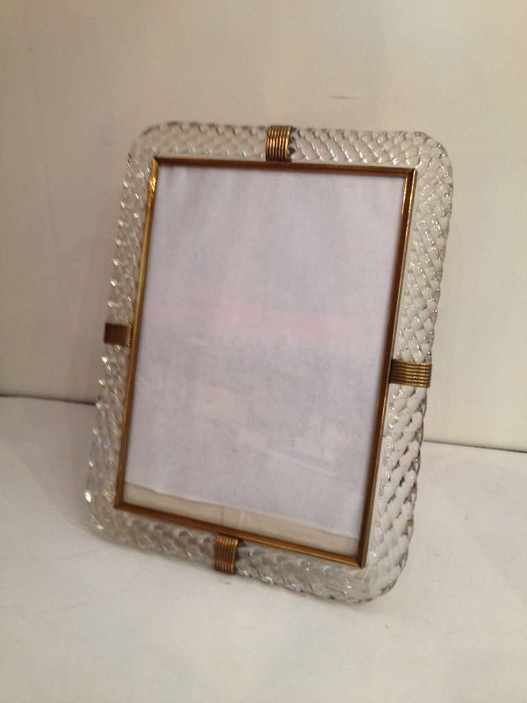 Mid-Century Modern Venini Glass Twisted Glass Picture Frame
