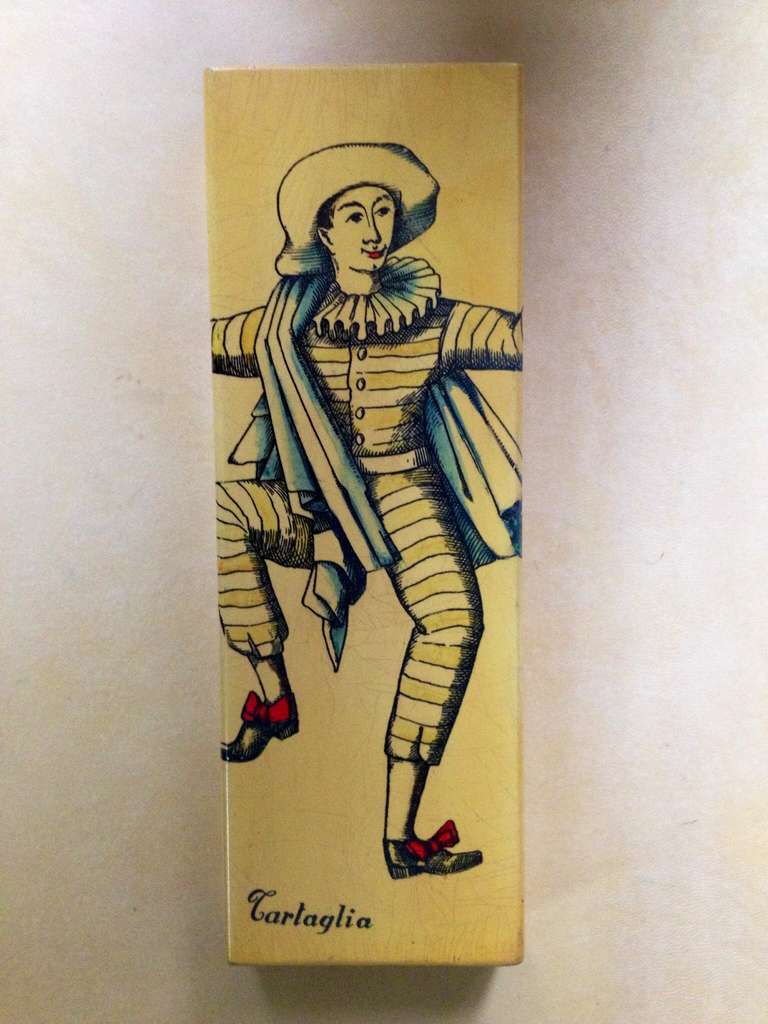 Fonasetti Scatola in metallo smaltato con scomparto scorrevole in Wood