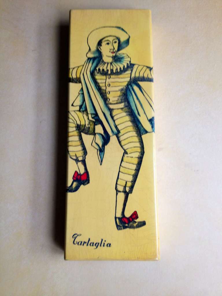 Fornasetti „“Tartaglia“-Schachtel aus dem Nachlass von Jose Ferrer (Moderne der Mitte des Jahrhunderts) im Angebot