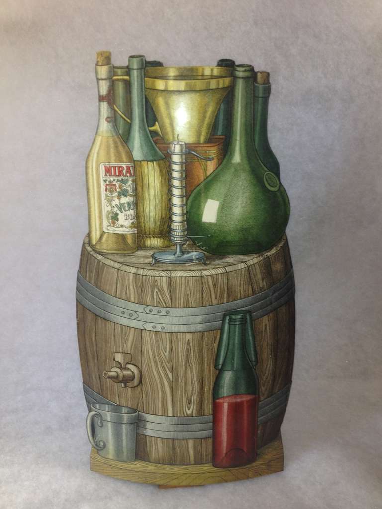 Piero Fornasetti Portaombrelli a tema vino e alcolici in metallo smaltato