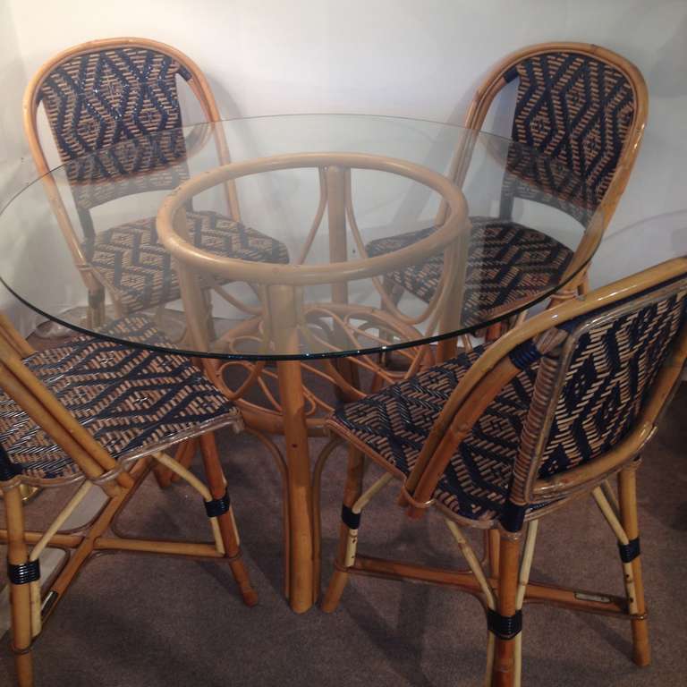 Mid-20th Century French 9-Piece Set, Drucker, Rattan