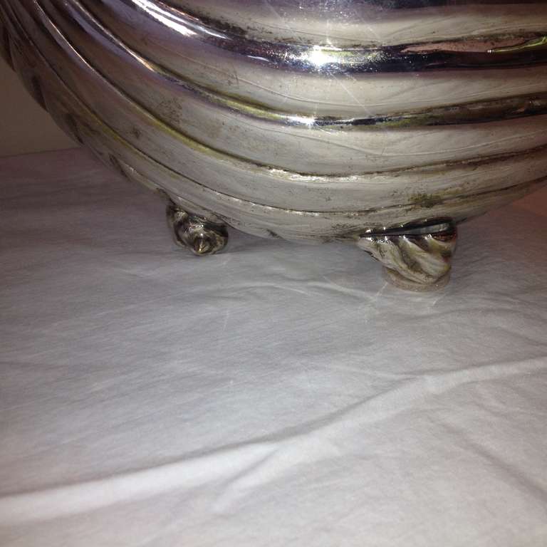 Pair of Los Castillo Large Nautilus Silver Shell Urns 2