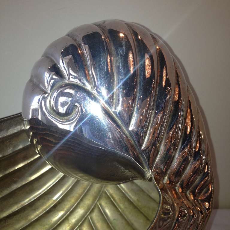Pair of Los Castillo Large Nautilus Silver Shell Urns 4