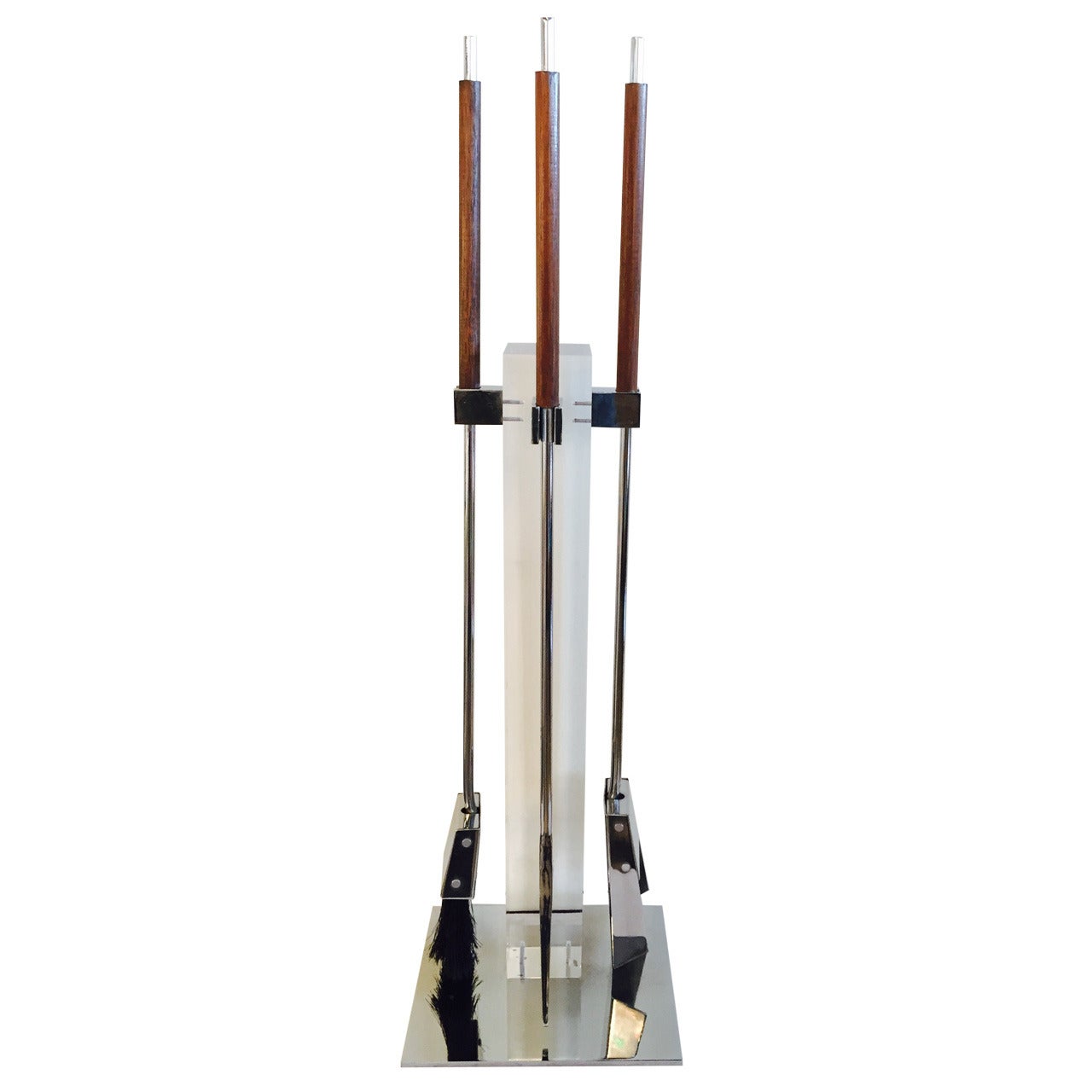 Alessandro Albrizzi Lucite Chrome Wood Fireplace Tools Rare Combination