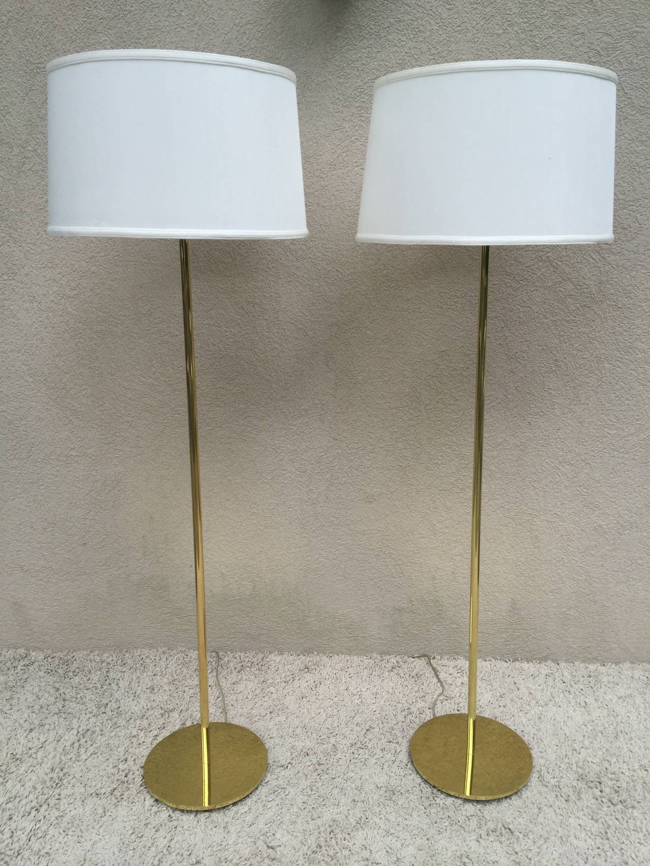 Mid-Century Modern Pair of Hansen style Solid Bronze Standing Lamps For Sale