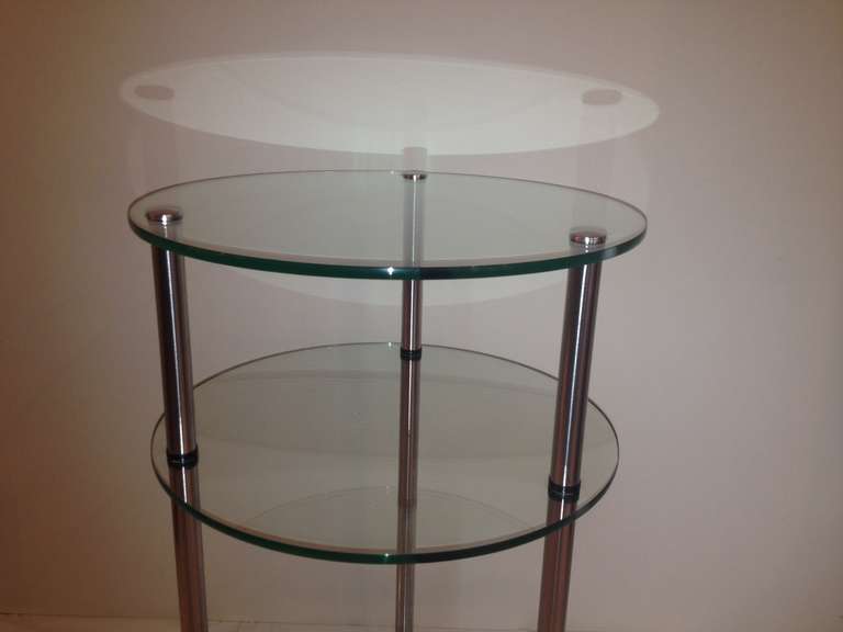 Deco Design, Three Tier Glass Table In Excellent Condition In Westport, CT