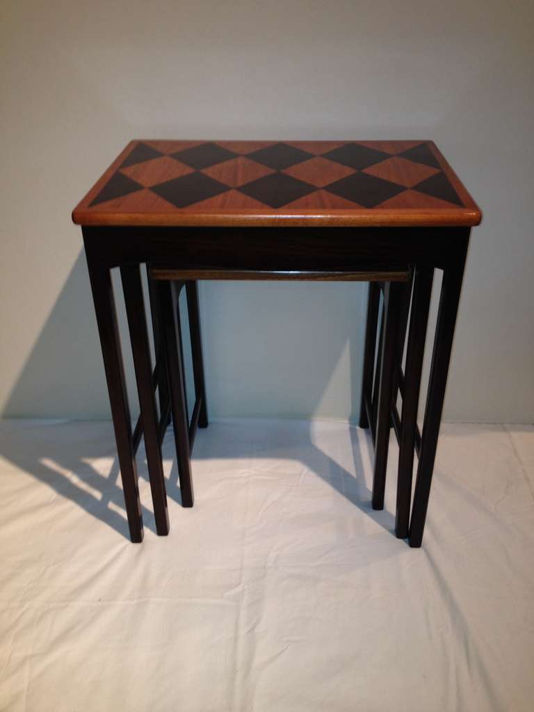 Diamond Marquetry Nesting Tables For Sale 3