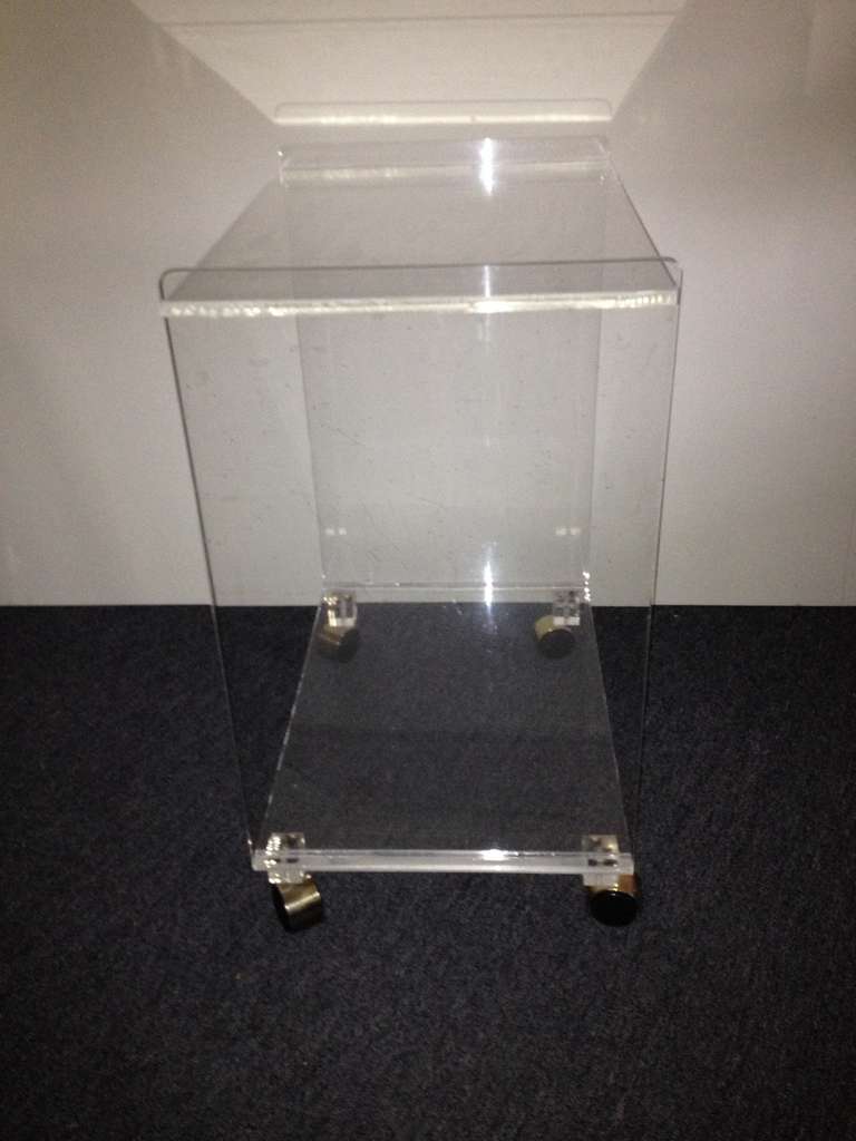 American Two Tier Lucite Rolling Cart For Sale