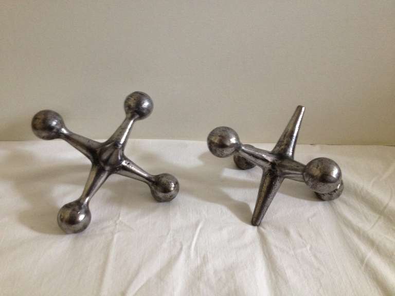 Large Jacks Polished Steel Book End or Decorative Objects In Excellent Condition For Sale In Westport, CT