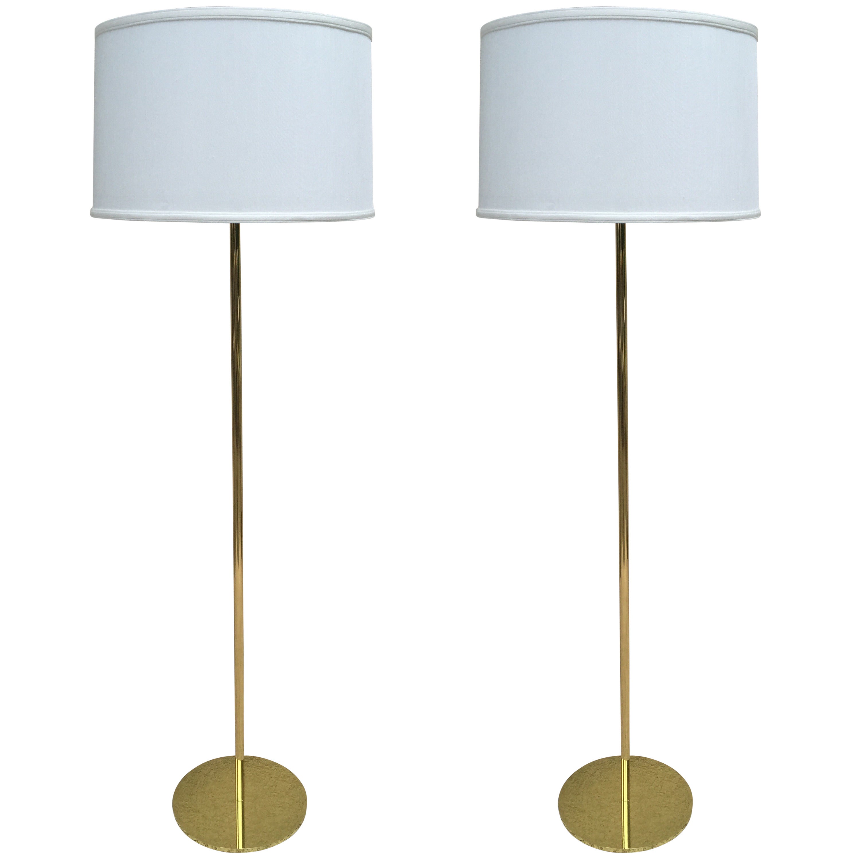Pair of Hansen style Solid Bronze Standing Lamps For Sale