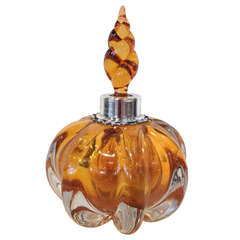 Citrine Colored Crystal and Sterling Perfume Bottles