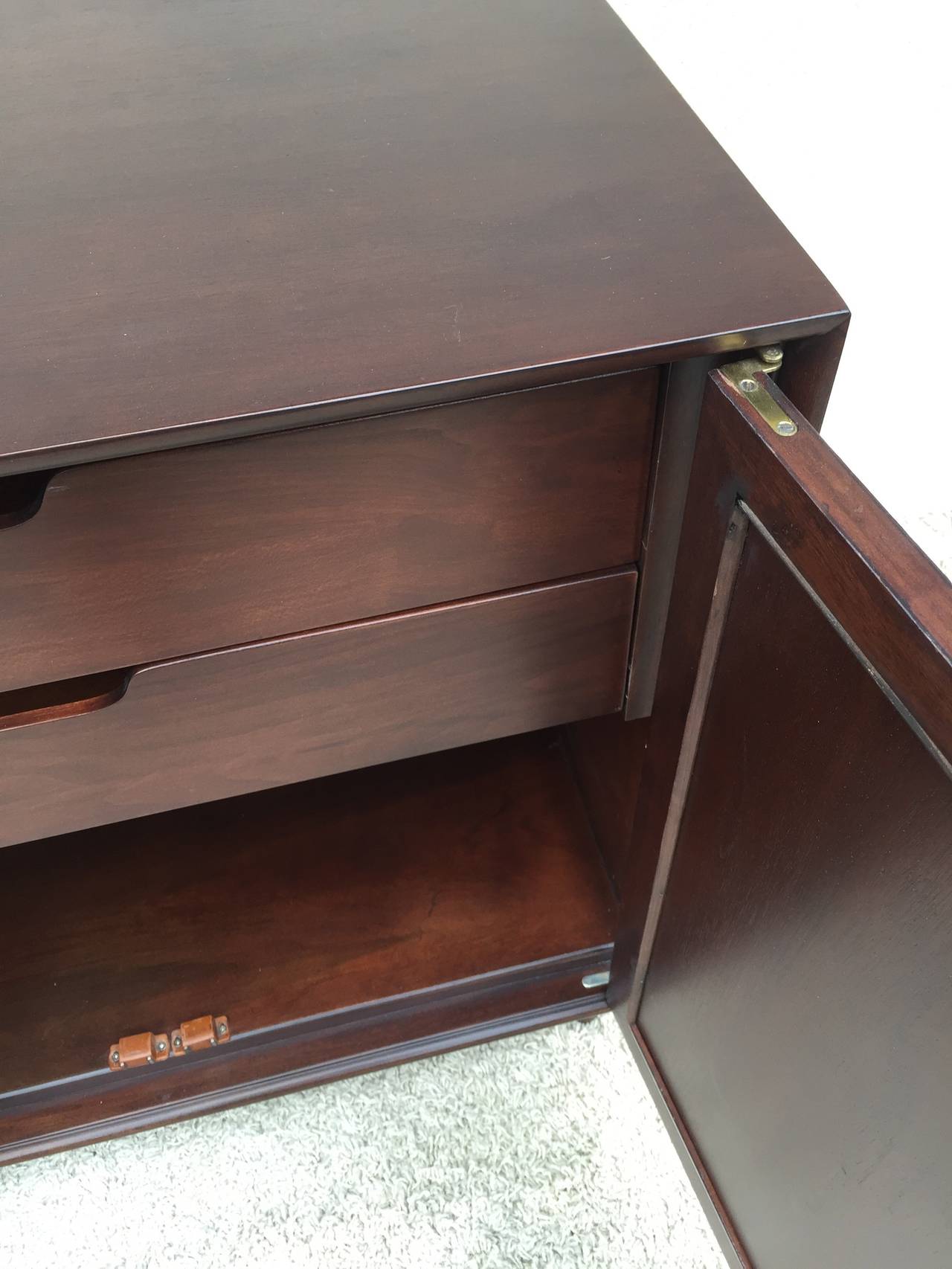 Pair of Cane Front Walnut Cabinets/End Tables, Hickory Co 2