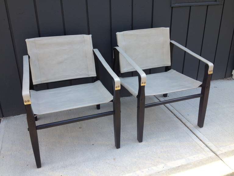 Américain Paire de chaises en cuir gris des années 1950 Goldmedal Chair Co. Chaises Styel Kare Klimt