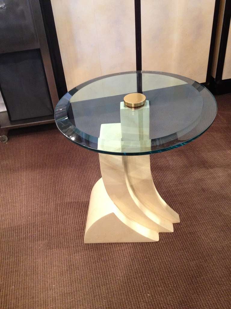 Springer Style Faux Goat Skin Lacquer Table In Excellent Condition In Westport, CT