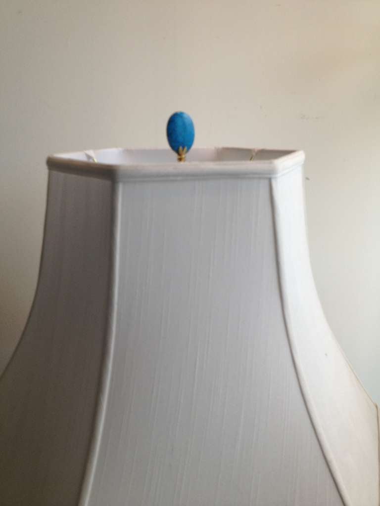 1960's Turquoise Cased Glass Holmegaard Danish Lamp In Excellent Condition In Westport, CT