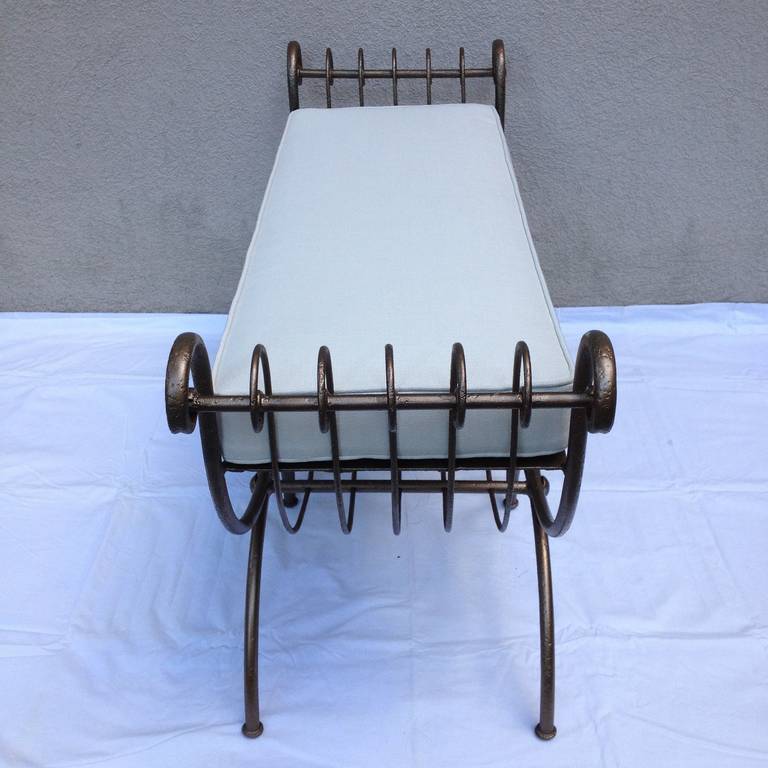 Pair of Hollywood Regency Bronze Gilt Iron Benches 2