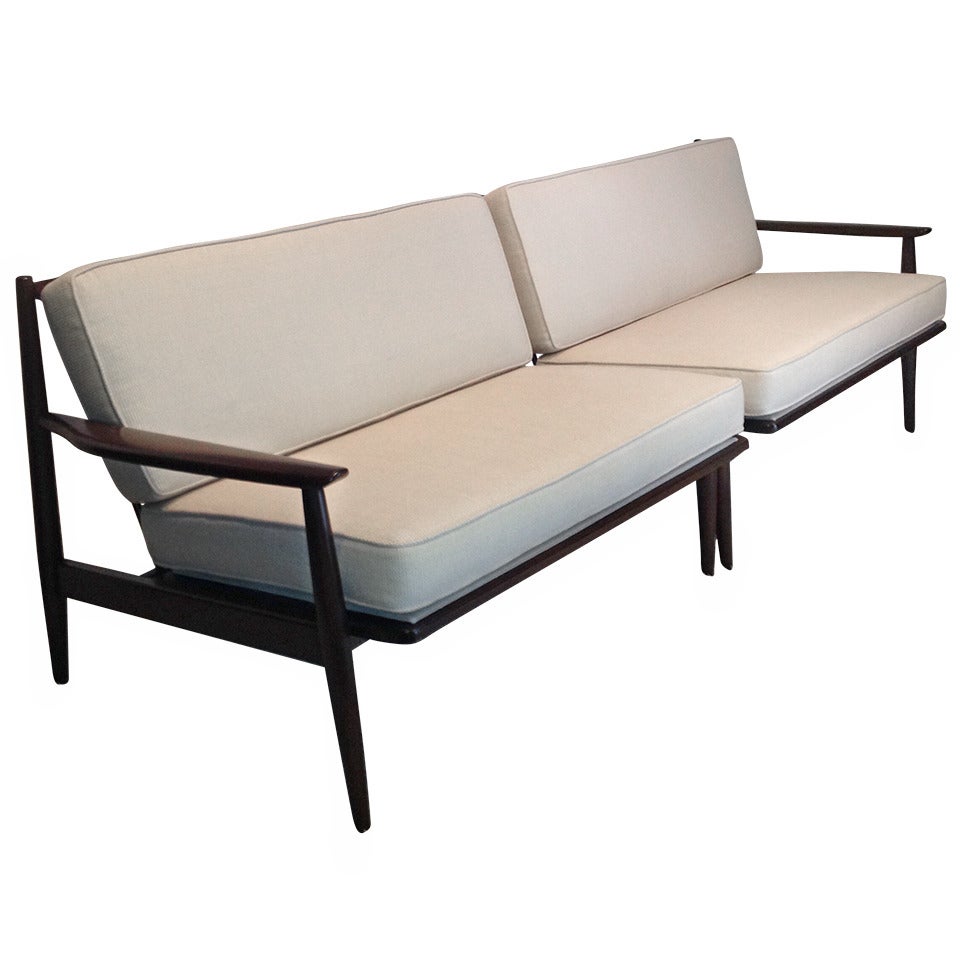 Danish Modern for Selig Walnut Two-Piece Sofa