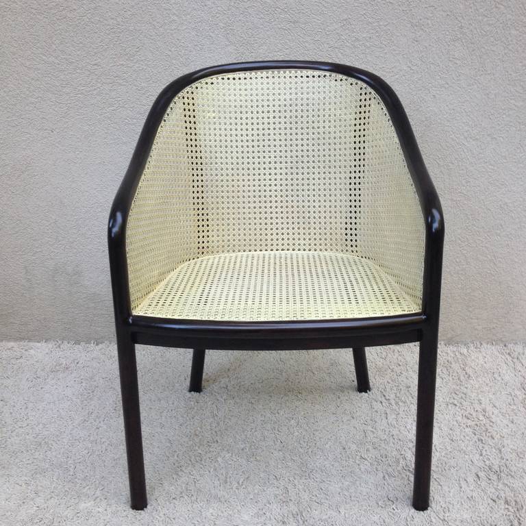 20th Century Pair of Ward Bennett Creme Cane Chairs