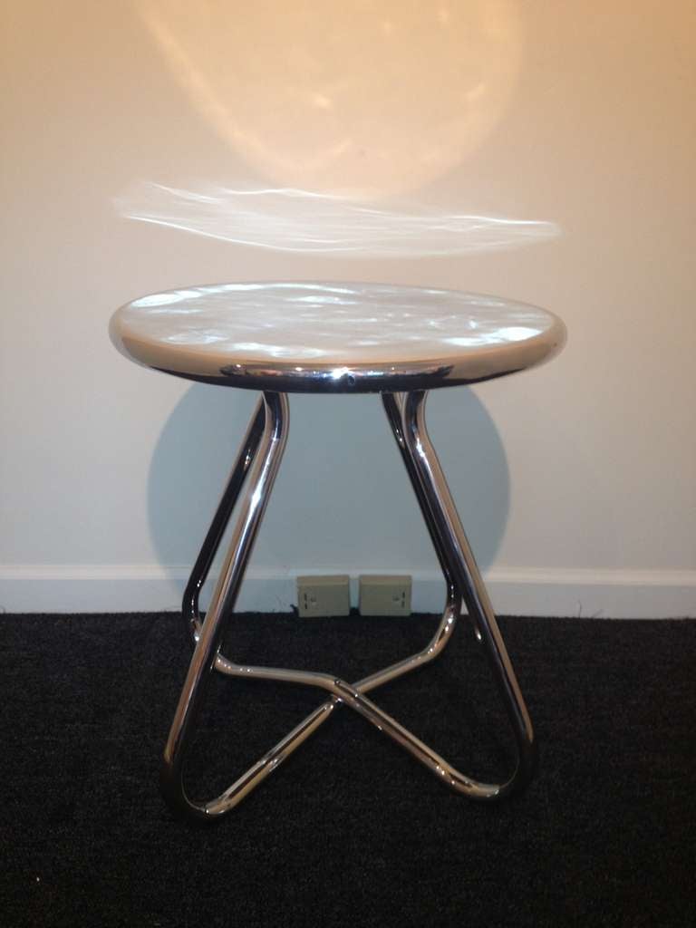 Circa 1940 all Aluminum circular lightweight table polished and restored