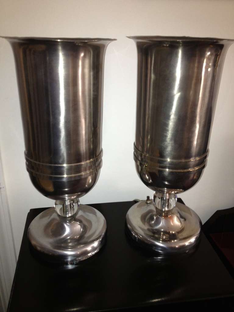 Pair of French Art Deco Torchiere Lamps 1