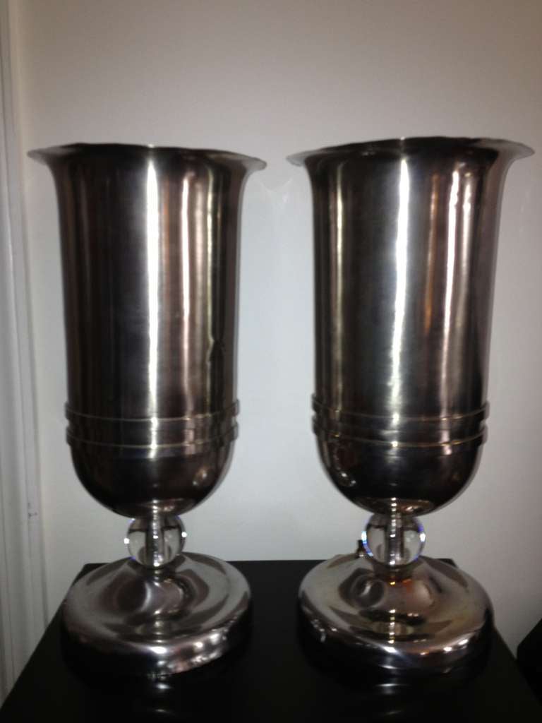 Pair of French Art Deco Torchiere Lamps In Good Condition In Westport, CT