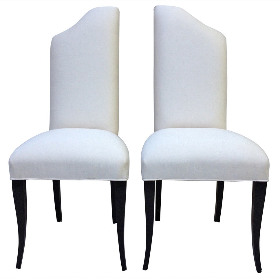 Pair of Elegant Hollywood Regency Side Chairs For Sale