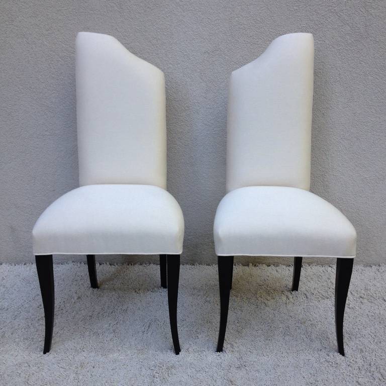 American Pair of Elegant Hollywood Regency Side Chairs For Sale