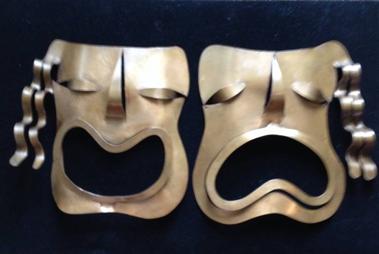 Pair of Rebajes Comedy Tragedy Wall Sculptures 1
