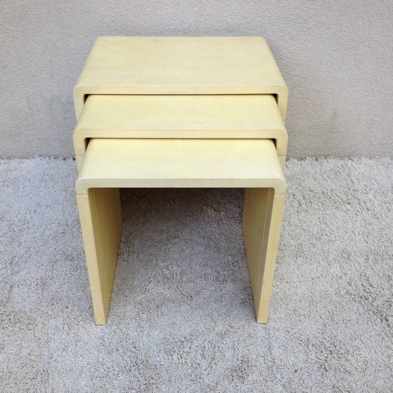 Art Deco Parchment Stacking Tables, Style of Jean-Michel Frank  For Sale