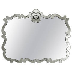 Large Hollywood Regency Beveled etched Mirror 2