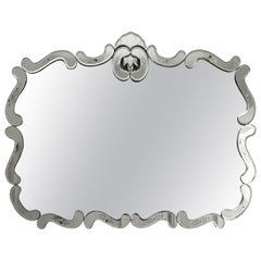 Large Hollywood Regency Bevelled Etched Mirror