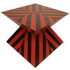 Karl Springer Red And Black Custom Striped Table