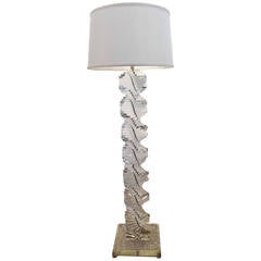 Modernist  Tall Lucite Disk Standing Lamp