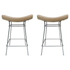 Pair of Fernando Jaeger Leather Stools