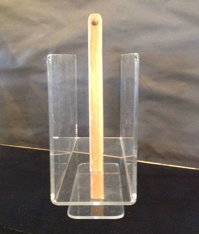 Grosfeld House Lucite and Bleached Oak Magazine Stand For Sale 1