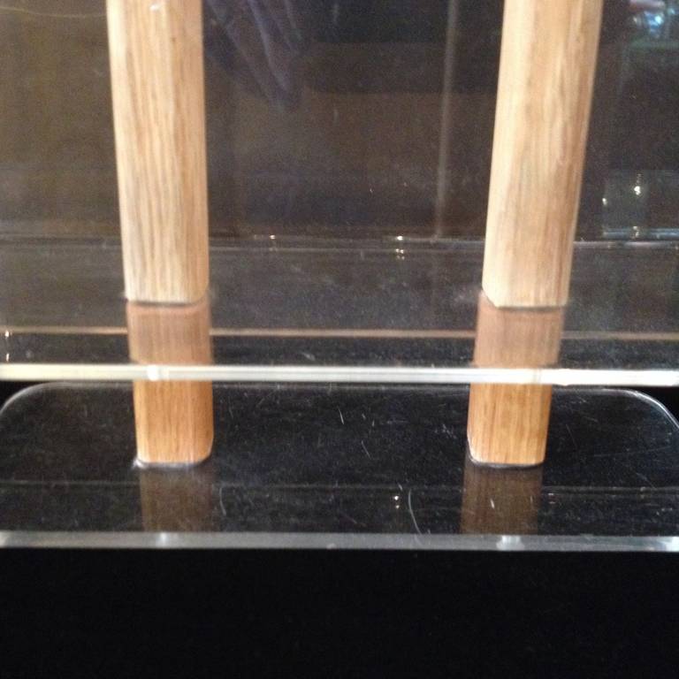Grosfeld House Lucite and Bleached Oak Magazine Stand For Sale 3